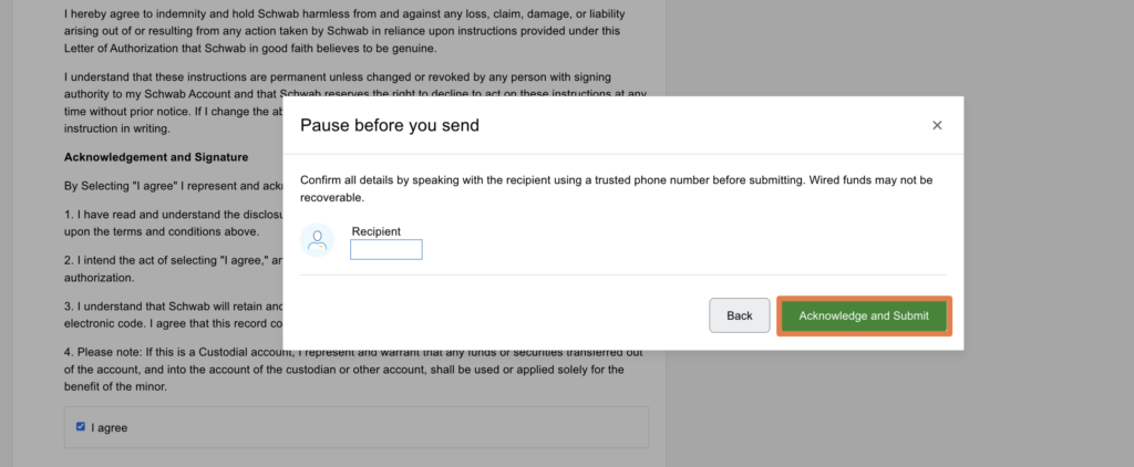 嘉信出金教學 確認頁面點選提交